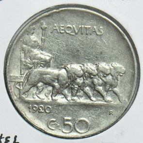 Italy 1920 50 Centesimi Lion animal Nickel 198054 combine shipping
