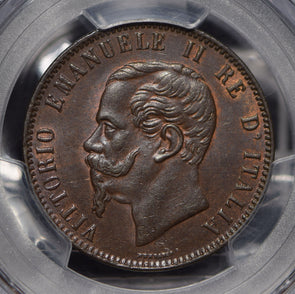 Italy 1867 10 Centesimi PCGS MS63BN lustrous rare grade PC0551 combine shipping