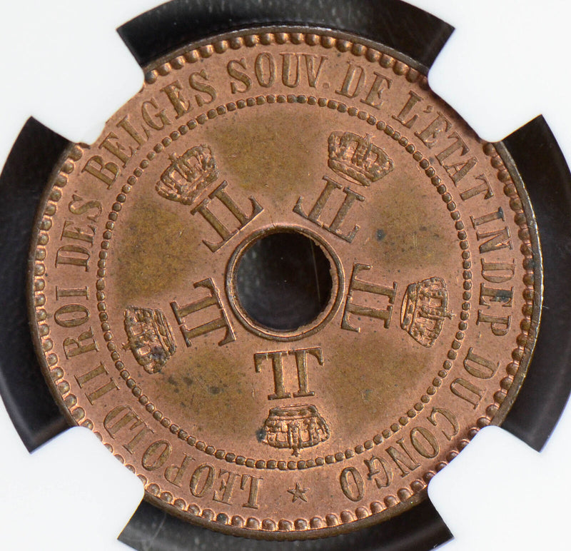 Belgian Congo 1888 /7 5 Cents NGC MS64RB NG0514 combine shipping