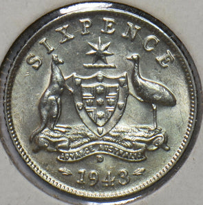 Australia 1943 D 6 Pence Kangaroo animal 193613 combine shipping