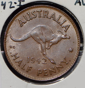 Australia 1942 1/2 Penny Kangroo animal  290269 combine shipping