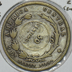 Costa Rica 1892 50 Centimos counterstamped on 1923 25 centavos 296755 combine sh
