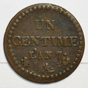 France 1798 ~99 Centime L'AN-7 491468 combine shipping