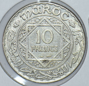 Morocco 1928 AH 1347 10 Francs 191659 combine shipping