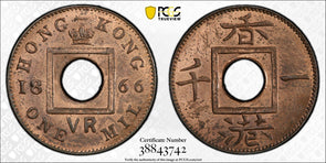 Hong Kong 1866 Mil PCGS MS63RB PC0906 combine shipping