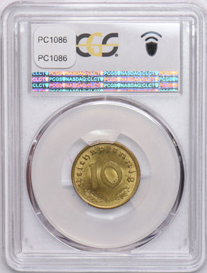 Germany 1939 A 10 Pfennig Eagle animal PCGS MS64 Third Reich. J-364 PC1086 combi