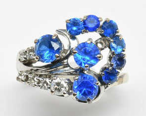 14K Gold Sapphire Diamond Ring 5.46g RG0173