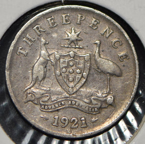 Australia 1921 3 Pence Kangaroo animal Emu  191453 combine shipping