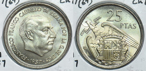 Spain 1957 25 Pesetas Ch BU 299093 combine shipping