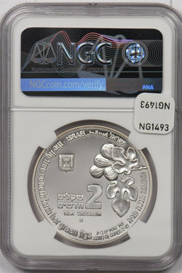 Israel 1996 2 New Sheqalim silver NGC Proof 70UC Figs & Nightingale Perfect 70 N