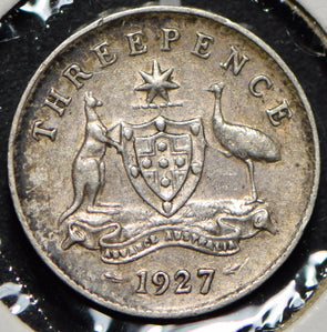 Australia 1927 3 Pence Kangaroo animal Emu  191499 combine shipping