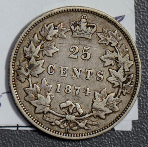 Canada 1874 H 25 Cents silver  CA0269 combine shipping
