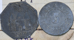 Germany 1917 Wittenberge Bez.potsdam 5,10 Pfennig Zink 292552 combine shipping