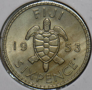 Fiji 1953 6 Pence Turtle animal 152318 combine shipping