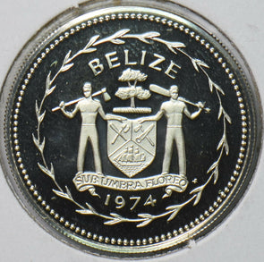 Belize 1974 25 Cents Blue Crowned Motmot animal Proof 192825 combine shipping