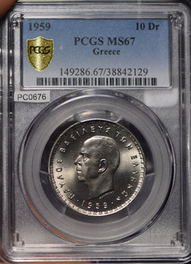 Greece 1959 10 Drachma PCGS MS67 PC0676 combine shipping