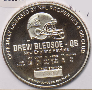 1990 Drew Bledsoe Medal from Highland Mint silver mintage 7500 BU0544 combine s