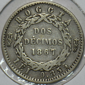 Colombia 1867 2 Decimos 297398 combine shipping