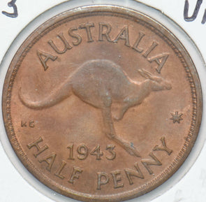 Australia 1943 Georgivs VI 1/2 Penny Kangaroo animal 192038 combine shipping