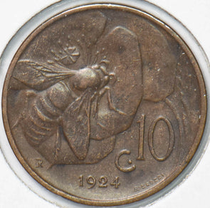 Italy 1924 10 Centesimi Honey Bee animal Vittorio Emanvele III 292981 combine sh