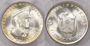 Philippines 1947 S 50 Centavos PCGS MS 66 MacArthur KM-184 PC1315 combine shippi