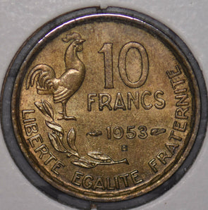 France 1953 10 Francs Rooster animal  900432 combine shipping