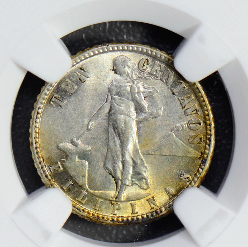Philippines 1944 D 10 Cents silver NGC MS63 nice golden toning NG0538 combine sh