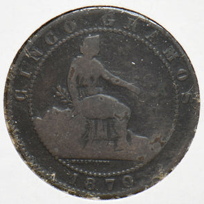 Spain 1870 5 Centimos Lion animal 902489 combine shipping