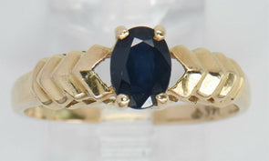 14k Gold Oval Blue Sapphire Ring RG0059