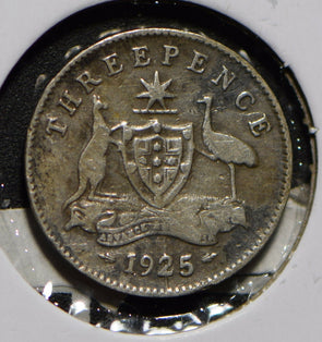 Australia 1925 3 Pence Kangaroo animal Emu  901235 combine shipping