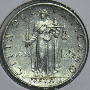 Vatican 1953 5 Lira 152922 combine shipping
