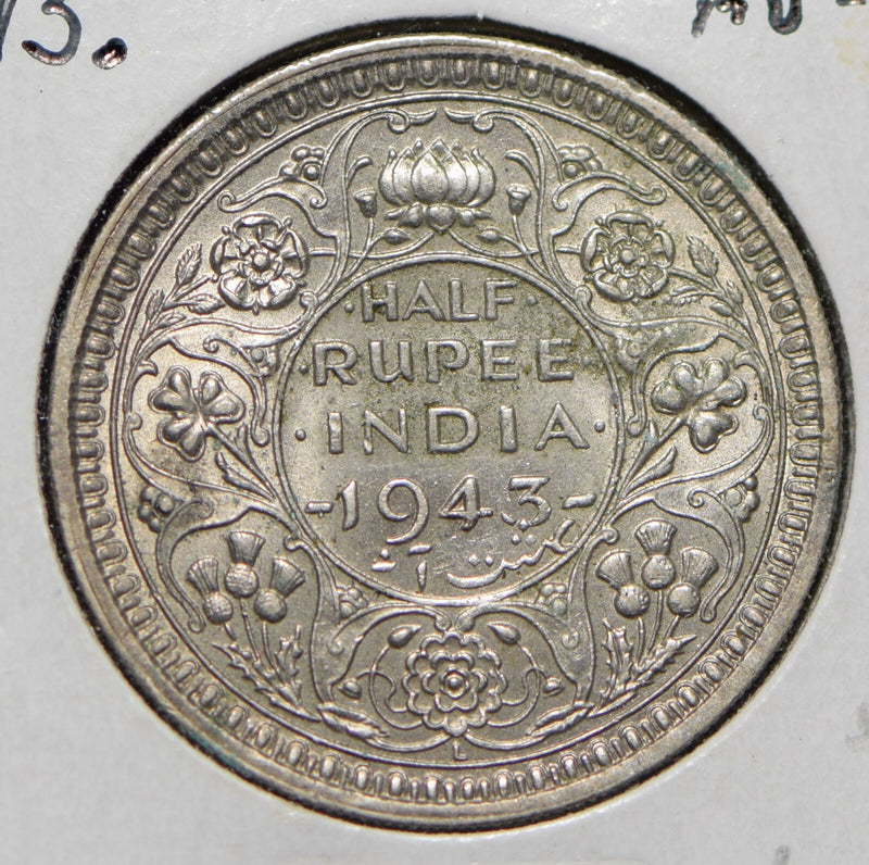 British India 1943 1/2 Rupee  150017 combine shipping