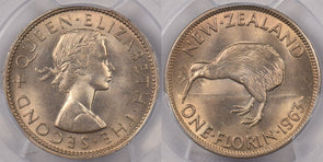 New Zealand 1963 Florin Kiwi Bird animal PCGS MS 66 PC1366 combine shipping