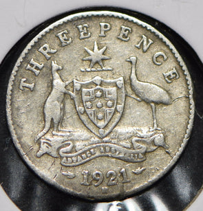 Australia 1921 3 Pence Kangaroo animal Emu  191488 combine shipping