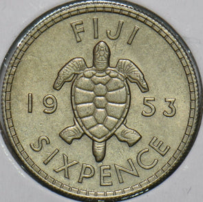 Fiji 1953 6 Pence Turtle animal 297576 combine shipping