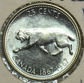 Canada 1967 25 Cents Lynx animal BU 904192 combine shipping