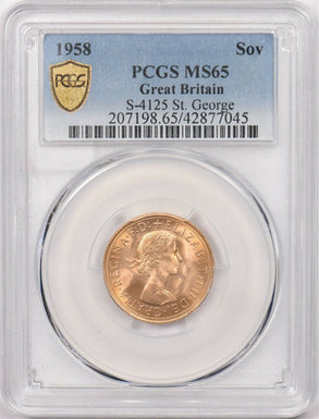 Great Britain 1958 Sovereign gold PCGS MS 65 S-4125 St.George PC1193 combine shi
