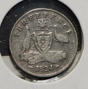Australia 1924 3 Pence Kangaroo animal Emu  901233 combine shipping