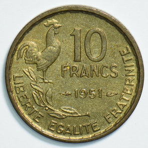 France 1951 10 Francs Roosteranimal 240937 combine shipping