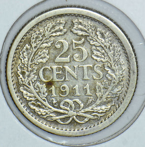 Netherlands 1911 25 Cents 291431 combine shipping