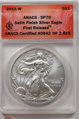 2011-W Silver Eagle First Release Satin Finish NGC SP70 NI0007
