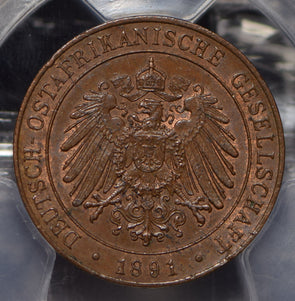 German East Africa 1891 AH 1308 Pesa Eagle animal PCGS MS63BN J-710 PC0767 combi