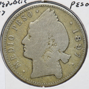 Dominican Republic 1897 1/2 Peso 193044 combine shipping