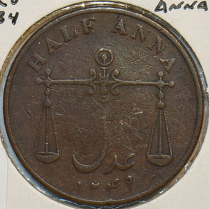 India British 1834 1/2 Anna East India Co 195503 combine shipping