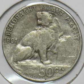 Belgium 1901 FL 50 Centimes Lion animal 151633 combine shipping
