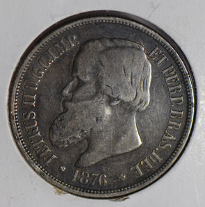 Brazil 1876 1000 Reis silver  B0186 combine shipping