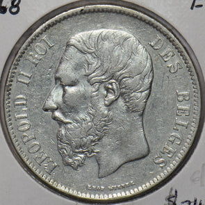 Belgium 1868 5 Francs Lion animal 490673 combine shipping