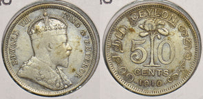 Ceylon 1910 50 Cents 199072 combine shipping