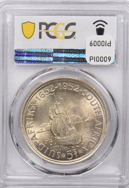 South Africa 1952 5 Shillings PCGS MS 64 300th Ann Founding of Capetown PI0009 c