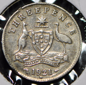 Australia 1921 3 Pence Kangaroo animal Emu  191460 combine shipping